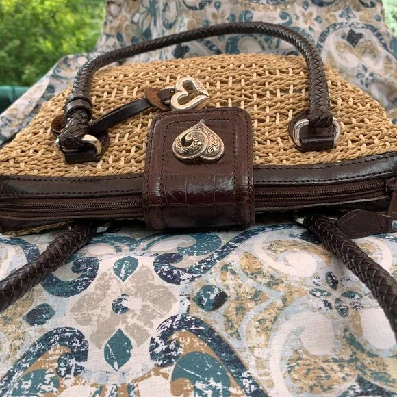 BRIGHTON Leather/Straw woven purse with 1 BRIGHTON leather wallet - Picture 3 of 16